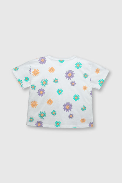 POLERA NIÑA BLANCO FLORES