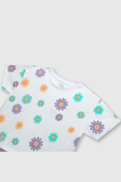 POLERA NIÑA BLANCO FLORES