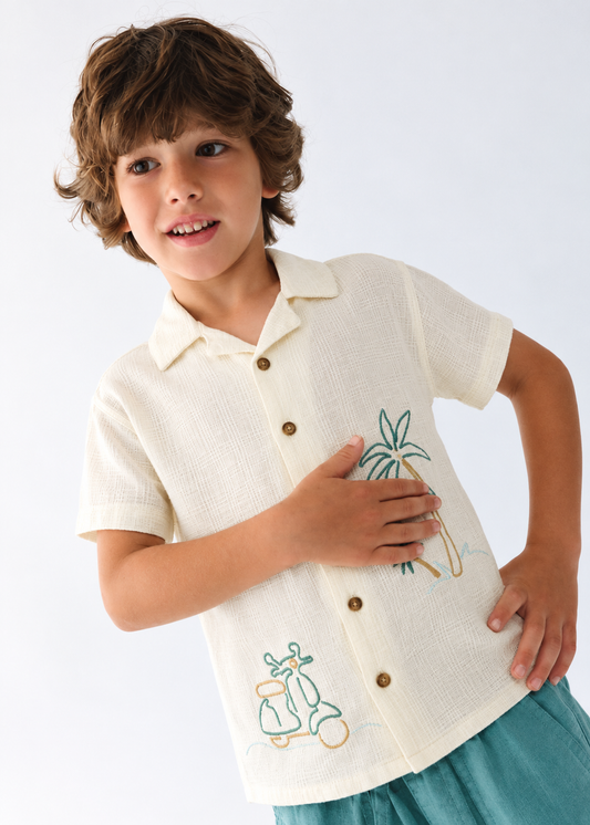 Camisa Niño MC Bordado Nata
