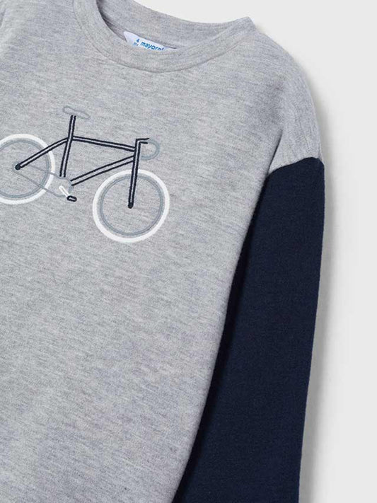 Polera niño combinada ceniza Mayoral - detalle bicicleta