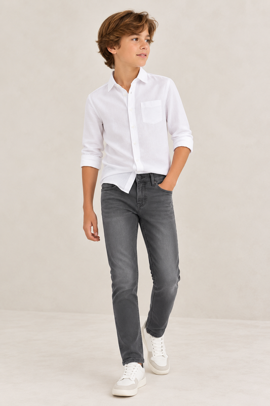Jeans Tejano Slim Fit Basico Gris Medio