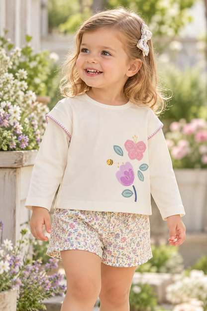 Polera Niña ML Flores Lila Mayoral