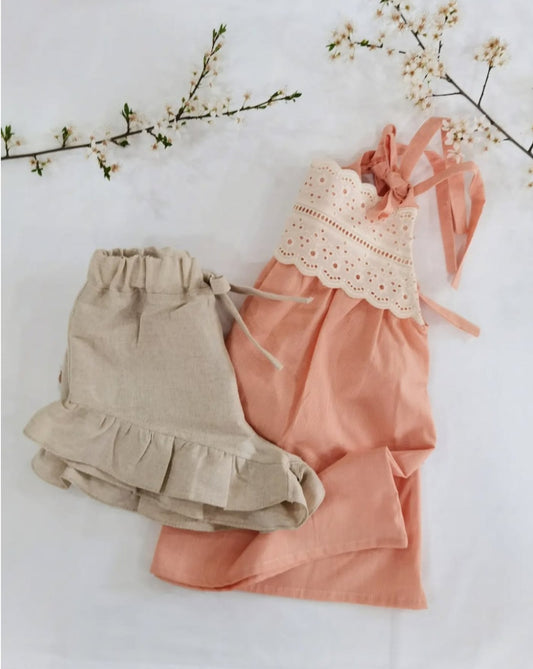 Blusa niña mandarina Bea Frías - detalle encaje