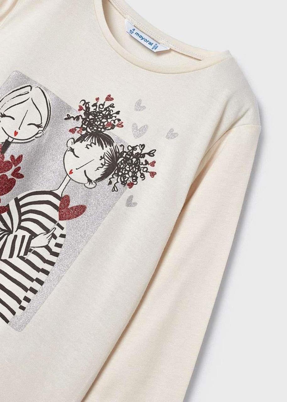 Polera Niña Corazones Garbanzo