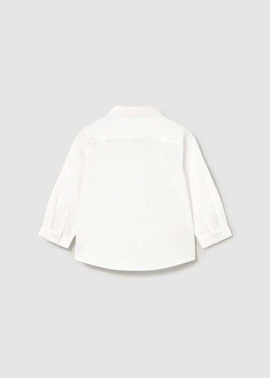 Camisa niño manga larga blanco Mayoral Basic - detalle puños