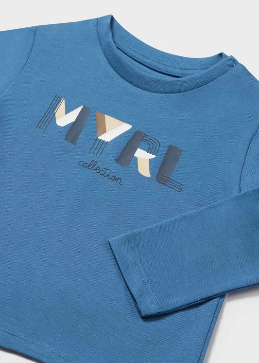 Polera niño letras azul Mayoral - detalle