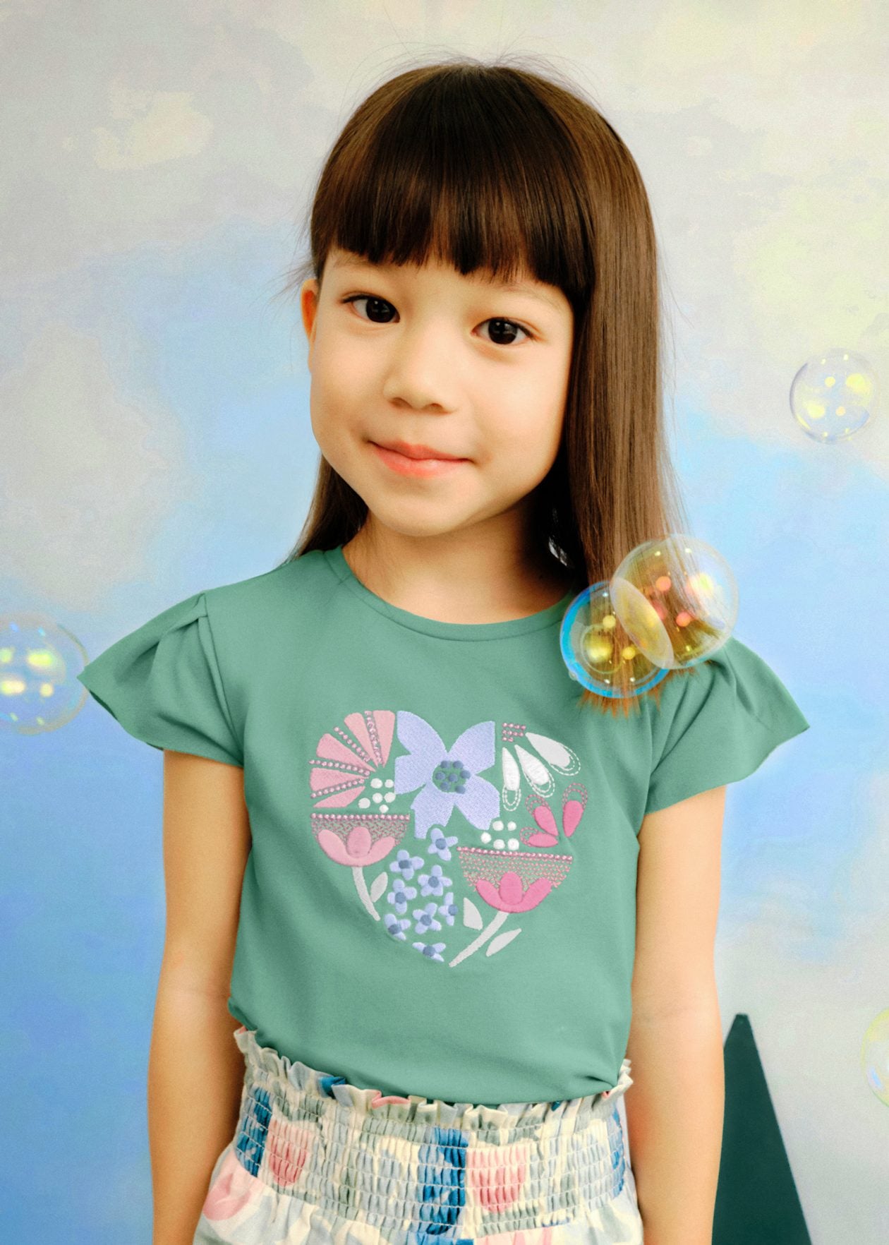 POLERA NIÑA MENTA FLORES MAYORAL