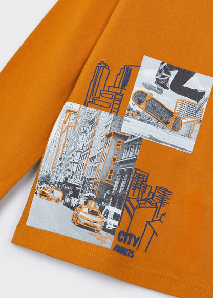 POLERA NIÑO NARANJA ESTAMPADO CIUDAD MAYORAL