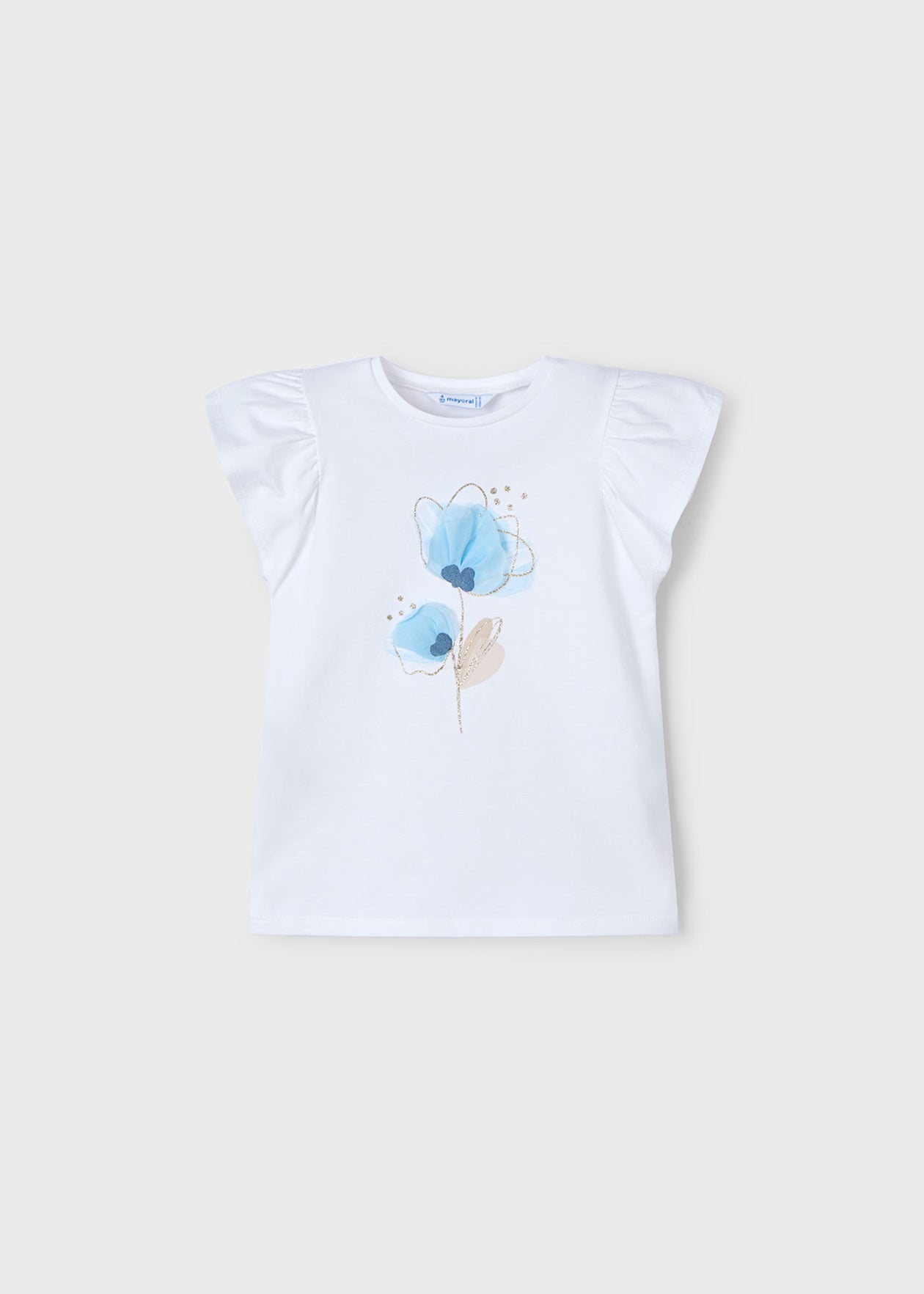 POLERA NIÑA FLOR CIELO MAYORAL