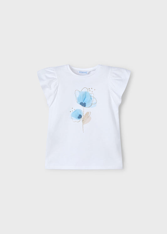 POLERA NIÑA FLOR CIELO MAYORAL
