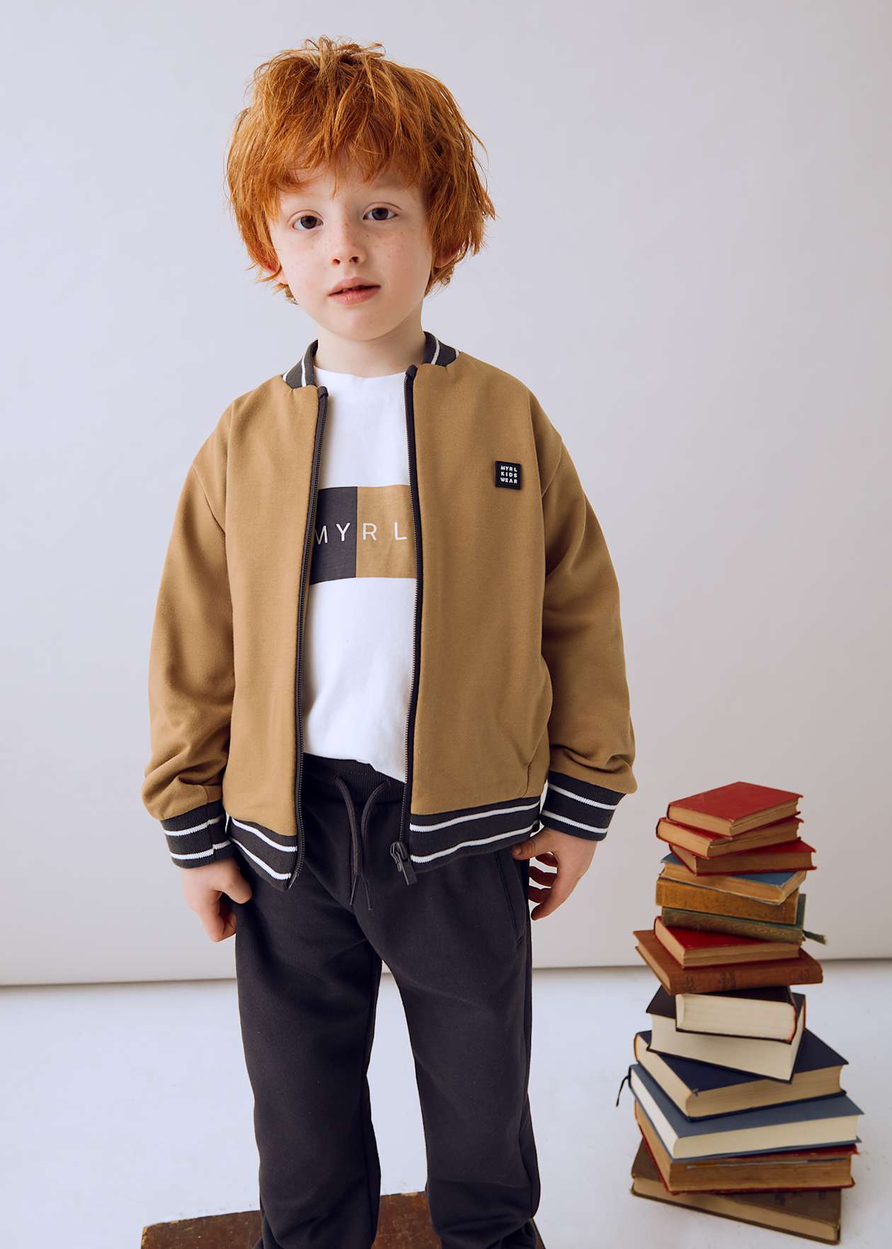 CONJUNTO NIÑO 3 PIEZAS CHAQUETA POLERA BUZO CARAMELO MAYORAL