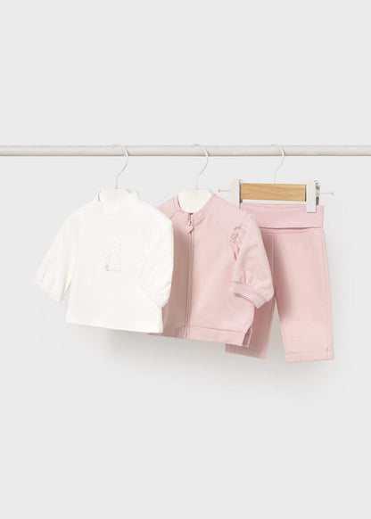 CONJUNTO NIÑA 3 PIEZAS CHALECO POLERA PANTALON ROSA BABY MAYORAL
