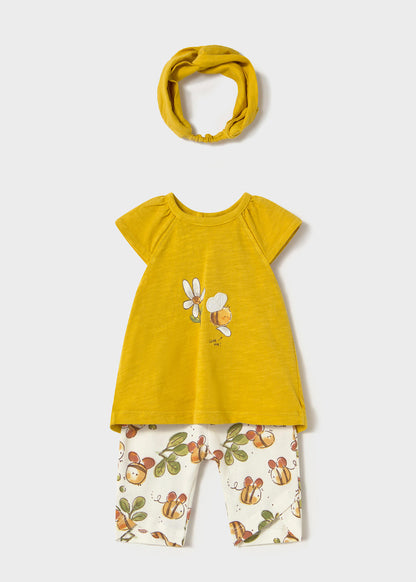 CONJUNTO NIÑA POLERA CALZA CINTILLO OLIVA MAYORAL