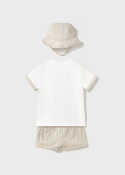 CONJUNTO NIÑO 3 PIEZAS GORRO POLERA SHORT RAIZ MAYORAL
