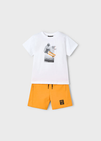 CONJUNTO NIÑO 2 PIEZAS POLERA SHORT NARANJA MAYORAL