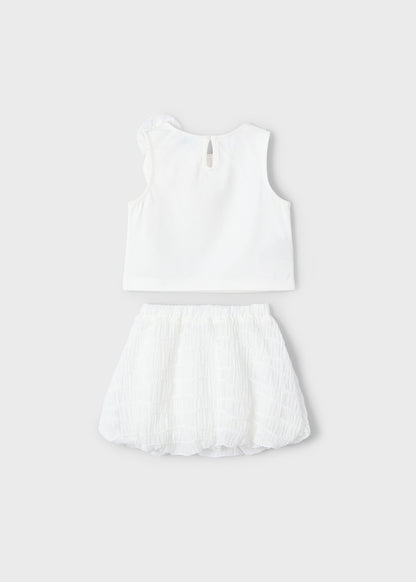 CONJUNTO NIÑA 2 PIEZAS POLERA Y FALDA CRUDO MAYORAL