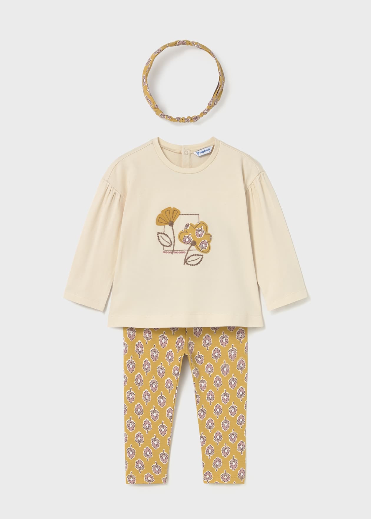 CONJUNTO NIÑA 3 PIEZAS POLERA CALZA DIADEMA MIEL MAYORAL