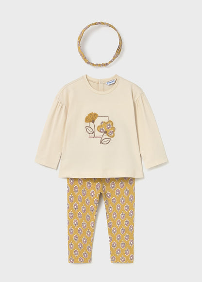 CONJUNTO NIÑA 3 PIEZAS POLERA CALZA DIADEMA MIEL MAYORAL