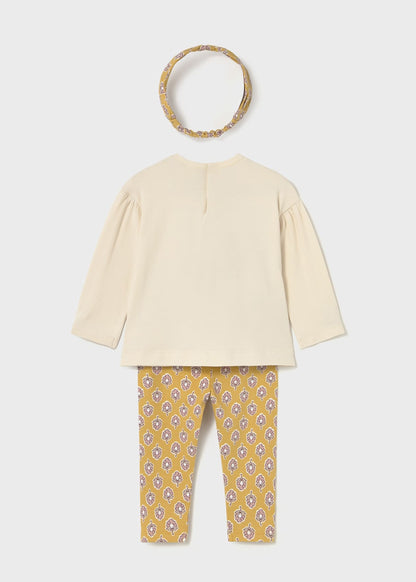 CONJUNTO NIÑA 3 PIEZAS POLERA CALZA DIADEMA MIEL MAYORAL