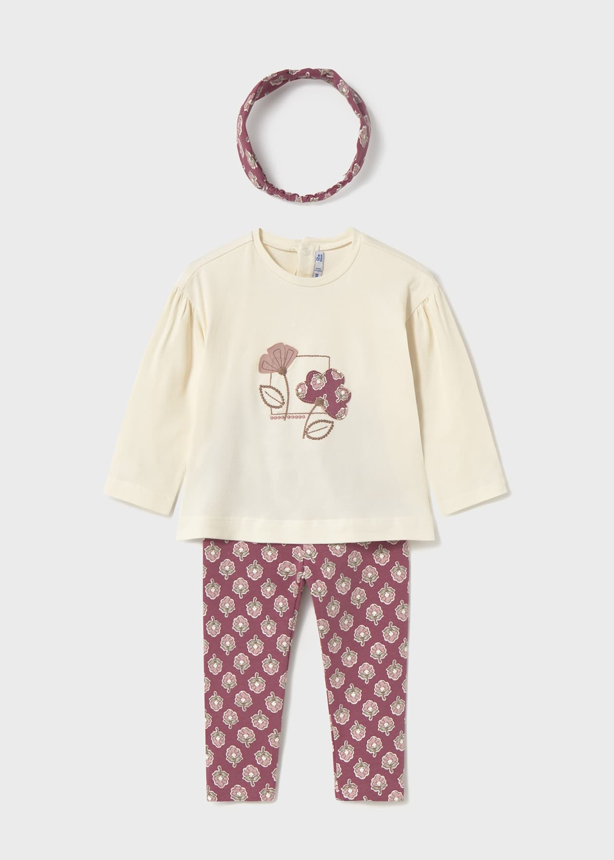 CONJUNTO NIÑA 3 PIEZAS POLERA CALZA DIADEMA ROSADO MAYORAL