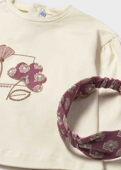 CONJUNTO NIÑA 3 PIEZAS POLERA CALZA DIADEMA ROSADO MAYORAL