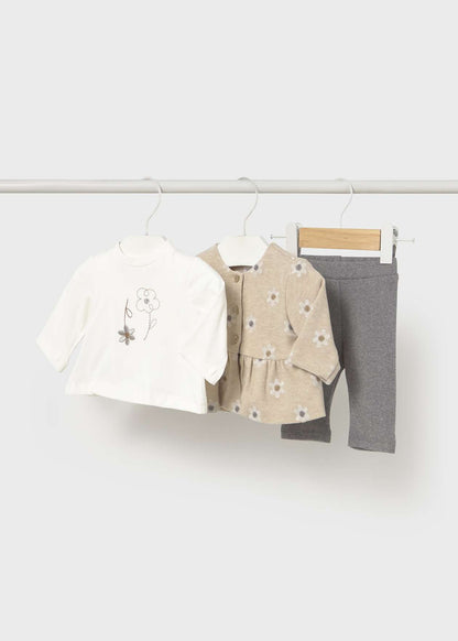 CONJUNTO NIÑA 3 PIEZAS POLERA PANTALON CHALECO ARENA MAYORAL