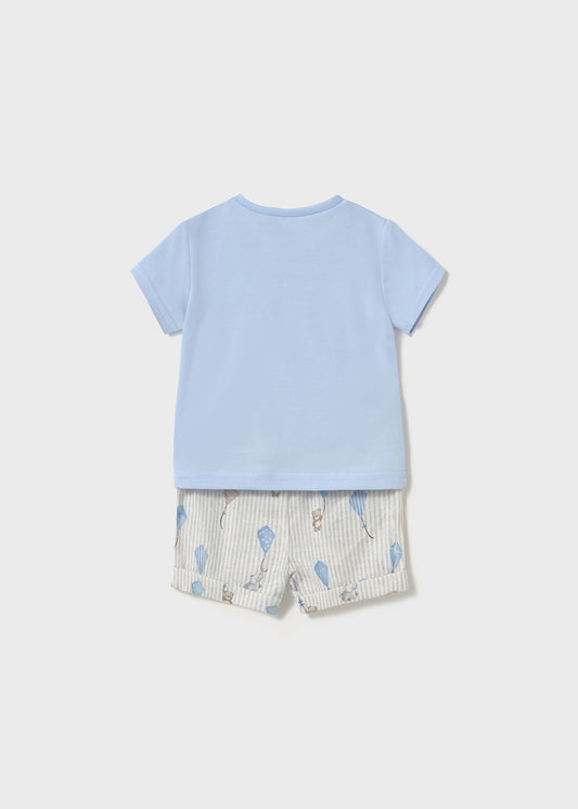 Conjunto niño polera y short cielo Mayoral - detalle