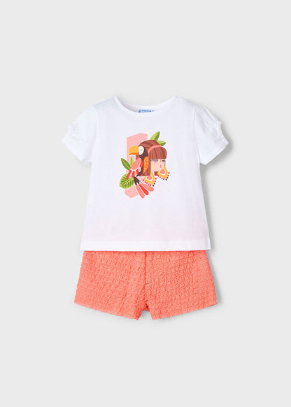 CONJUNTO NIÑA 2 PIEZAS POLERA Y SHORT MANDARINA MAYORAL