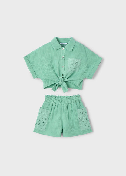 CONJUNTO NIÑA 2 PIEZAS BLUSA Y SHORT MENTA MAYORAL