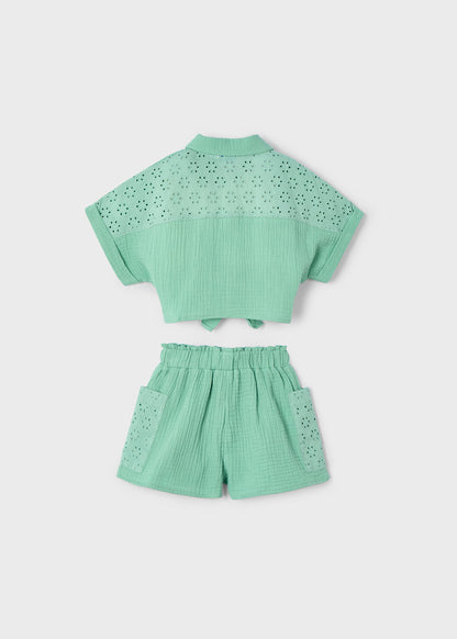 CONJUNTO NIÑA 2 PIEZAS BLUSA Y SHORT MENTA MAYORAL