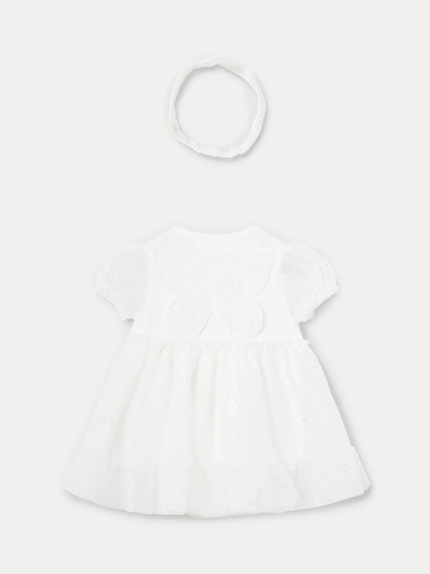 VESTIDO NIÑA MARIPOSA DIADEMA BLANCO MAYORAL