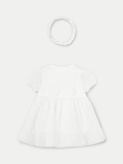 VESTIDO NIÑA MARIPOSA DIADEMA BLANCO MAYORAL