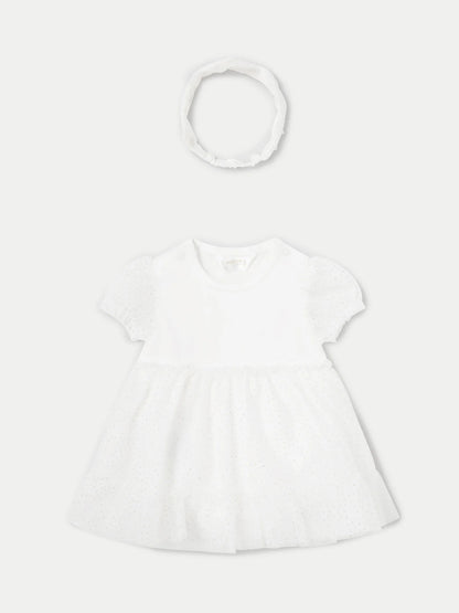 VESTIDO NIÑA MARIPOSA DIADEMA BLANCO MAYORAL