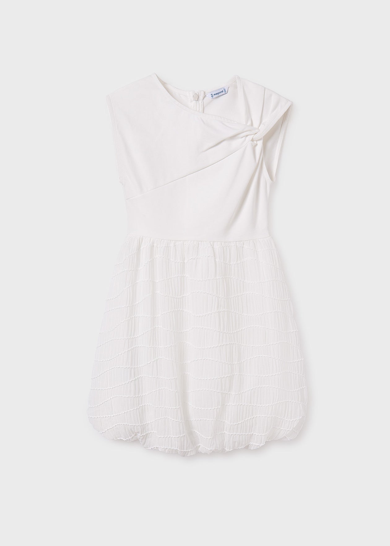 VESTIDO NIÑA COMBINADO GLOBO CRUDO MAYORAL