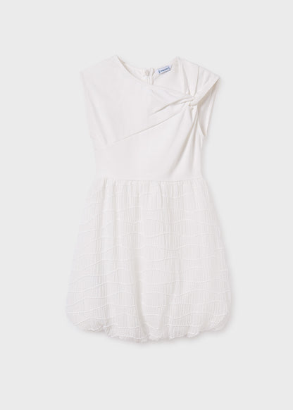 VESTIDO NIÑA COMBINADO GLOBO CRUDO MAYORAL