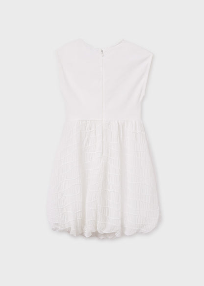 VESTIDO NIÑA COMBINADO GLOBO CRUDO MAYORAL