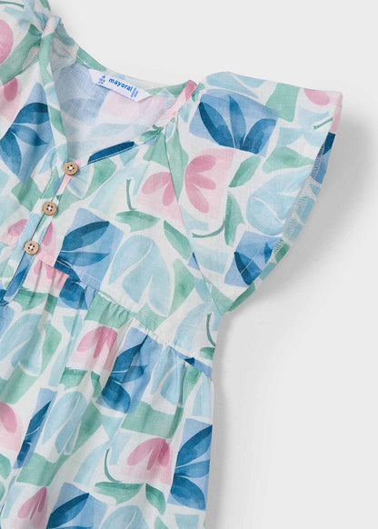 VESTIDO NIÑA ESTAMPADO MENTA MAYORAL