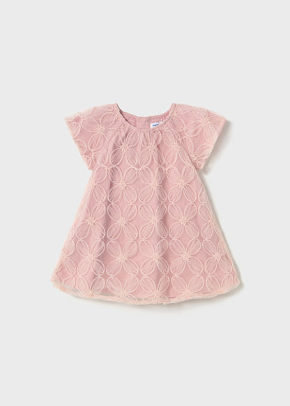 VESTIDO NIÑA TUL BORDADO ROSA MAYORAL