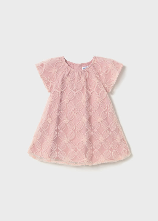 VESTIDO NIÑA TUL BORDADO ROSA MAYORAL