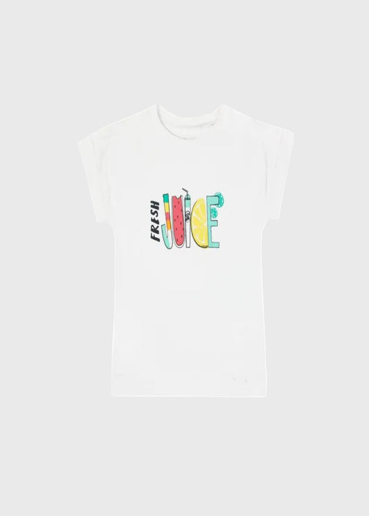 Polera niña blanca JUICE - detalle estampado