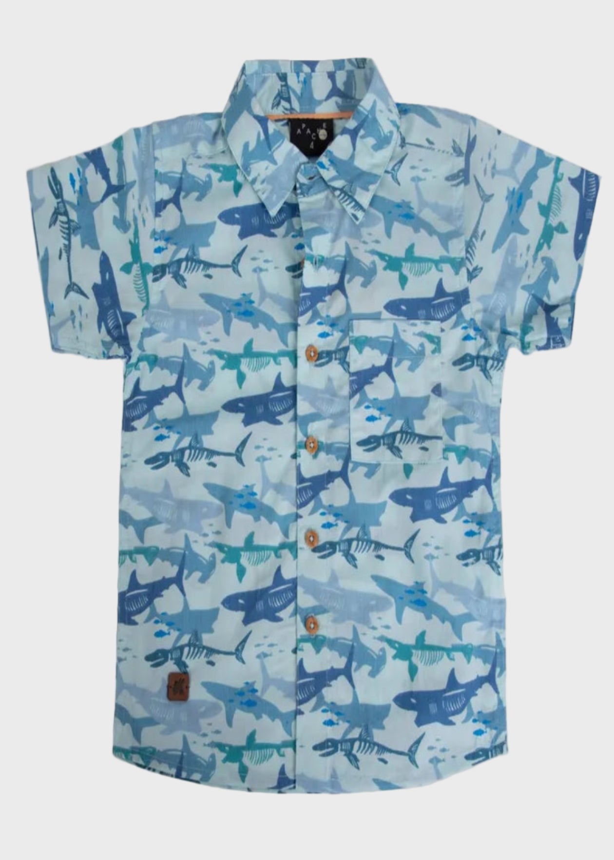 CAMISA NIÑO CELESTE TIBURONES